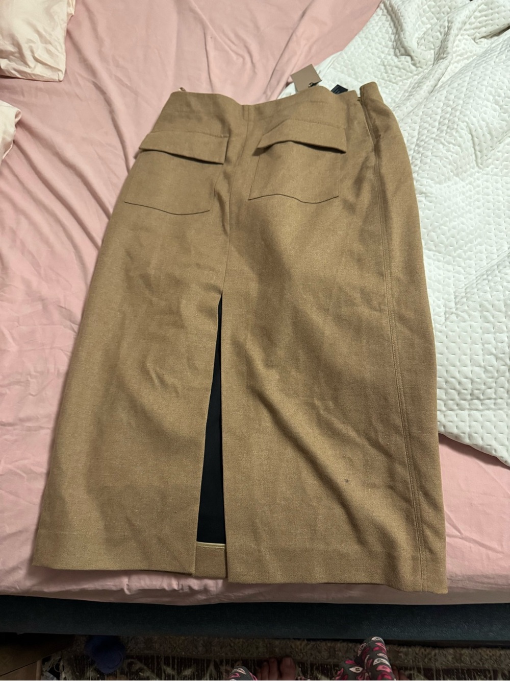 NWT MASSIMO DUTTI Wool Pockets Midi Skirt in Camel - Picture 3 of 7